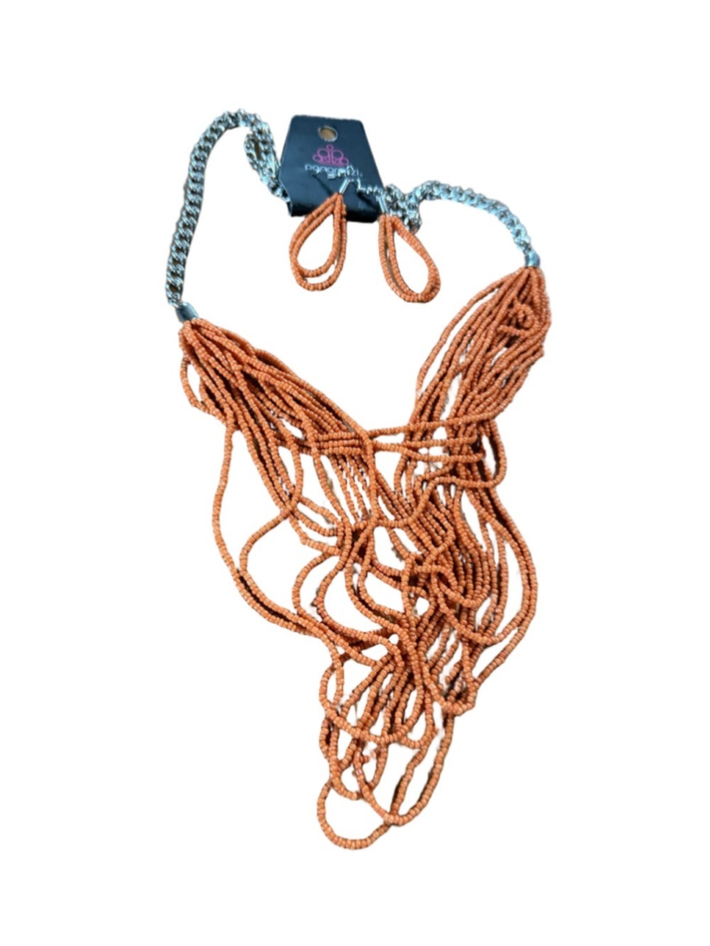 Paparazzi Orange Beaded Statement Necklace & Earring Set